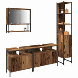 Bathroom Furniture Set with Door 4 pcs Old Wood Engineered Wood 3332601