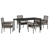 Garden Dining Set with Cushion 5 pcs Brown Poly rattan 3379873