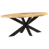321675 Dining Table Oval 200x100x75 cm Rough Mango Wood