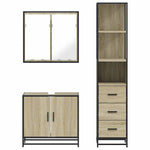 ZNTS 3 Piece Bathroom Furniture Set Sonoma Oak Engineered Wood 3301126