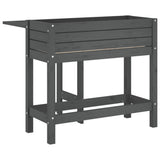 Garden Planter with Folding Tabletop Grey Solid Wood Pine 825123