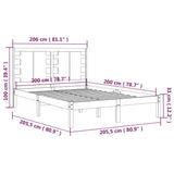 Bed Frame without Mattress Black 200x200 cm Solid Wood Pine 3104242