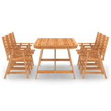 Outdoor Dining Set Warm Brown Solid Acacia Wood Large Seats Many 3057846