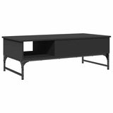 Coffee Table Black 100x50x35 cm Engineered Wood and Metal 845391