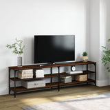TV Cabinet Brown Oak 180x30x50 cm Engineered Wood and Metal 826758