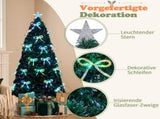6FT Green Colorful Fiber Optic Christmas Tree with 230 Tips, LED Bead Bow Ornament, Star Topper, PVC 31194782
