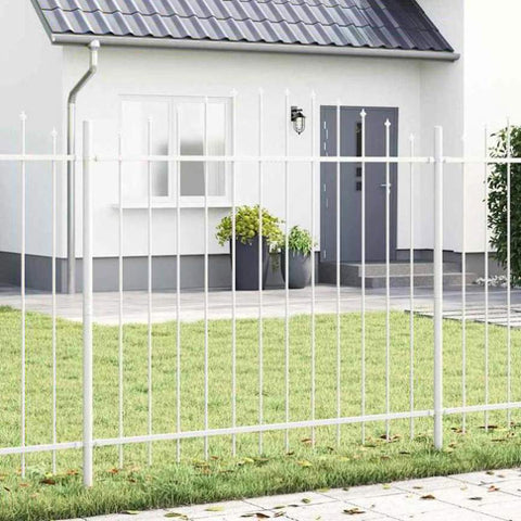 Garden Fence White 340 x 150 cm Powder-Coated Steel 3360139