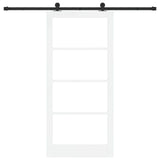 Sliding Door ORKDAL White 93 x 202 cm Solid Pine Wood and Glass 3332148