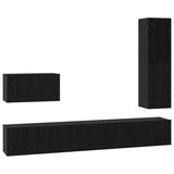 TV Cabinet Set 4 pcs Black Oak Engineered Wood 3393328