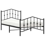 Metal Bed Frame without Mattress with Footboard Black 100x190cm 373801