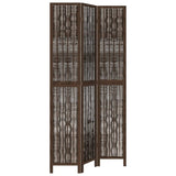 Room Divider 3 Panels Dark Brown Solid Wood Paulownia 358655