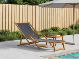 Folding Sun Lounger 3 Position Solid Eucalyptus Wood Grey 42024916
