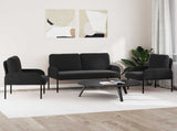 Sofa Sets with Cushion 3 pcs Black 115 x 56 x 80 cm Plywood 3406222