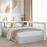 Bookcase Headboard L-Shaped White 120 cm Solid Wood Pine 859287
