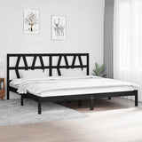 3104022 Bed Frame without Mattress Black Solid Wood 200x200 cm