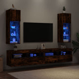 2 Piece TV Cabinet Set with LED Lights Smoked Oak 30,5x30x90 cm 837010
