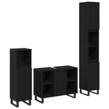 Bathroom Furniture Set with Storage 3 pcs Black Engineered wood 3378512