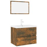 Bathroom Furniture Set Smoked Oak Engineered Wood 3152876