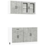 ZNTS 4 Piece Kitchen Cabinet Set Kalmar Concrete Grey Engineered Wood 3314865