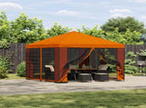 Garden Gazebo with Sidewalls 3 x 3 m Orange Polyester and Steel 900345