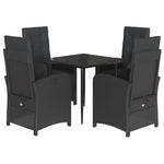 ZNTS 5 Piece Garden Dining Set with Cushions Black Poly Rattan 3212529