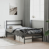 Metal Bed Frame without Mattress with Footboard Black 107x203cm 355379