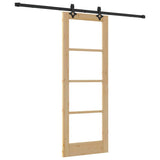 Sliding Door Natural 73.5 x 198.5 cm Solid Pine Wood and Glass 3332295
