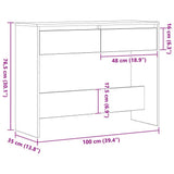 Console Table Black Oak 100 x 35 x 76.5 cm Engineered Wood 862708