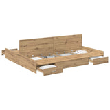 Storage Bed Frame Artisan Oak 200 x 200 cm Engineered Wood 3335268
