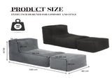 Modular Bean Bag Lounge Sofa with Ottoman,Plush Corduroy Fabric, Ergonomic Body Support, Removable T5592P445274