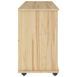 Rolling Cabinet Brown 100 x 39 x 65.5 cm Solid Pine Wood 42032399