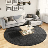 ZNTS Shaggy Rug High Pile Modern Anthracite Ø 240 cm 375204