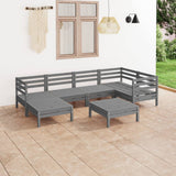 7 Piece Garden Lounge Set Solid Wood Pine Grey 3082961