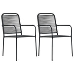 ZNTS 3 Piece Garden Dining Set Cotton Rope and Steel Black 3058277