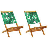 Folding Garden Chairs 8 pcs Green Fabric and Solid Wood 3214651