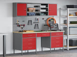 Work Cabinet with Drawer 8 pcs Red Engineered Wood and Steel 3321461