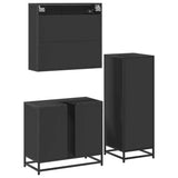 ZNTS 3 Piece Bathroom Furniture Set Black Engineered Wood 3301055