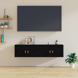 Wall Cabinet Set of 2 Black Solid pinewood, engineered wood 818374
