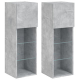 TV Cabinets with LED Lights 2 pcs Concrete Grey 30.5x30x90 cm 837008