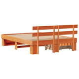 Bed Frame with Headboard Wax Brown 160 x 200 cm Solid Pine Wood 3382270