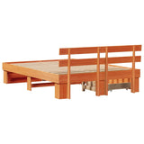 Bed Frame with Headboard Wax Brown 150 x 200 cm Solid Pine Wood 3382273