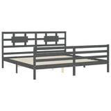 Bed Frame without Mattress Grey 200x200 cm Solid Wood 3194463
