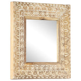 Hand-Carved Mirror 50x50x2.6 cm Solid Mango Wood 321644