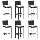 7 Piece Garden Bar Set with Cushions Poly Rattan Black 3095428