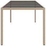 Garden Table Beige 250x100x75 cm Tempered Glass and Poly Rattan 316728