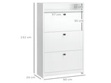 Narrow Shoe Cabinet with 3 Flip Doors, 14-18 Pairs Shoe Cupboard with Open Shelf for Slim Hallway T3398P342239