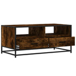 ZNTS Coffee Table Smoked Oak 100x50x45 cm Engineered Wood and Metal 848786