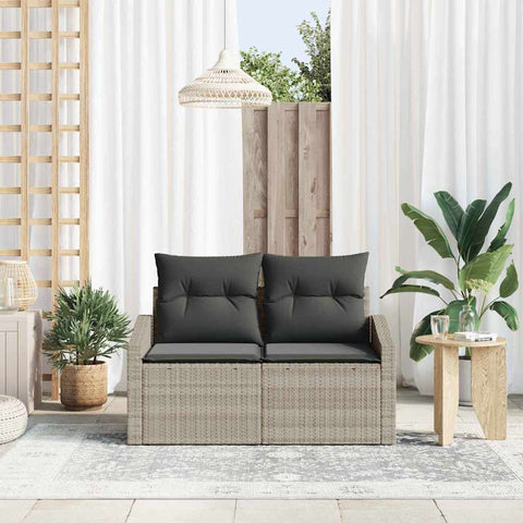 Garden Sofa with Cushion Grey 123 x 62 x 69cm Poly Rattan 42006777