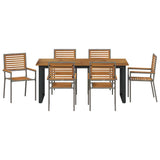 Garden Dining Set 7 pcs Grey Solid Acacia Wood 3365464