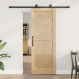 Sliding Door Natural and Black 73.5 x 198.5 cm Solid Pine Wood 3333326